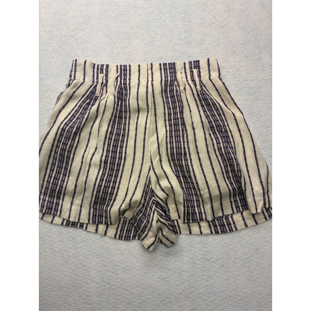 Flowy Beach Shorts Coastal Grandma Boho Striped High Waist - Small Cream - Picture 8 of 11